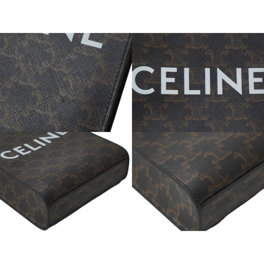 Celine Vertical Triomphe Canvas Shoulder Bag Brown Logo - Picture 6 of 8